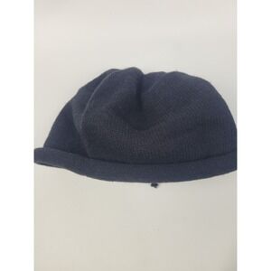 Unisex Black Knit Beanie Hat Folded Brim Drawstring Back Warm Winter Cap Soft Ac